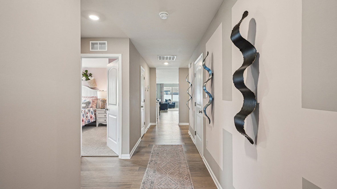 The entrance way leads you to the guest bedrooms.