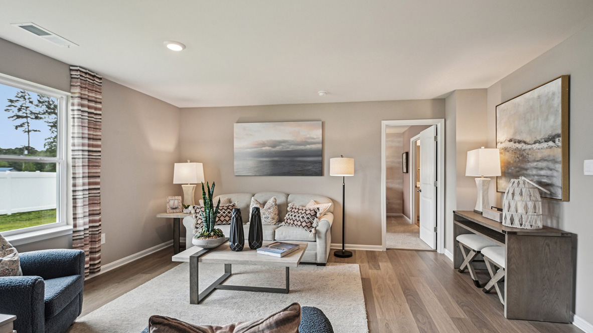 The primary bedroom is off the living area.