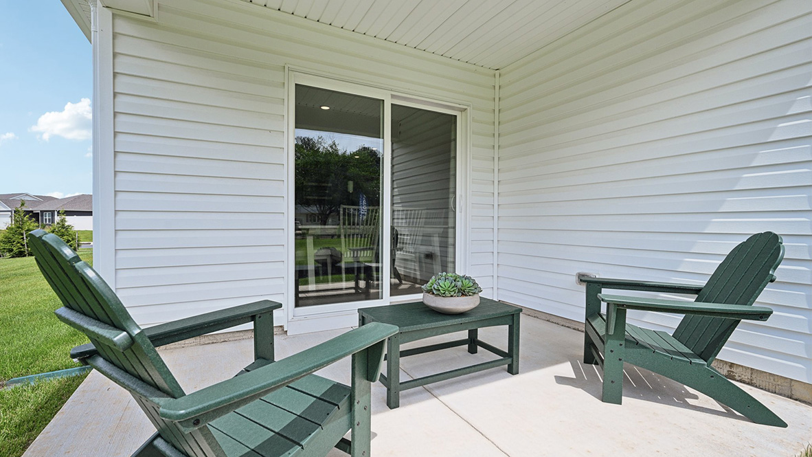 A covered patio is off the dining area.