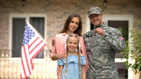 Military Family holding their house keys.