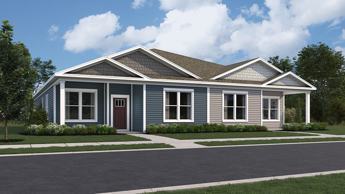 Brandywine twin villa ranch home with a rear-entry garage.