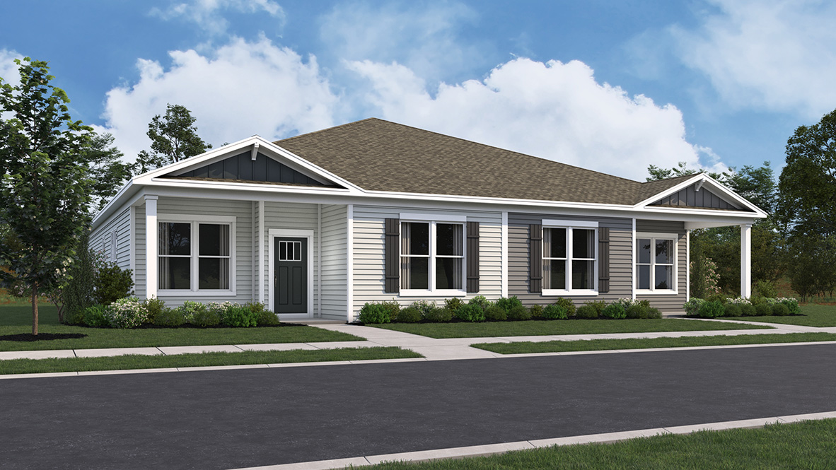 Brandywine twin villa ranch home with a rear-entry garage.