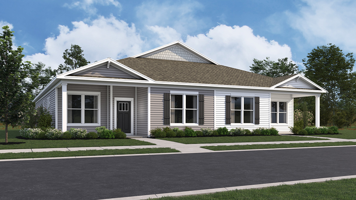 Brandywine twin villa ranch home with a rear-entry garage.