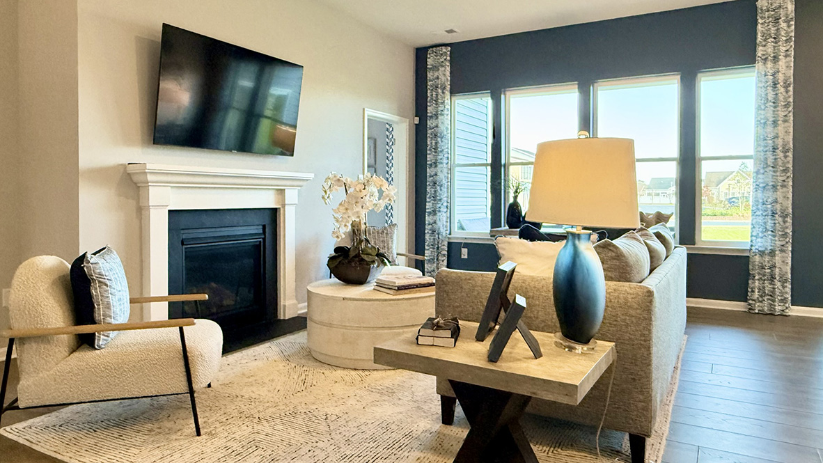 The great room with an optional gas fireplace makes it easy to spend time with friends and family.