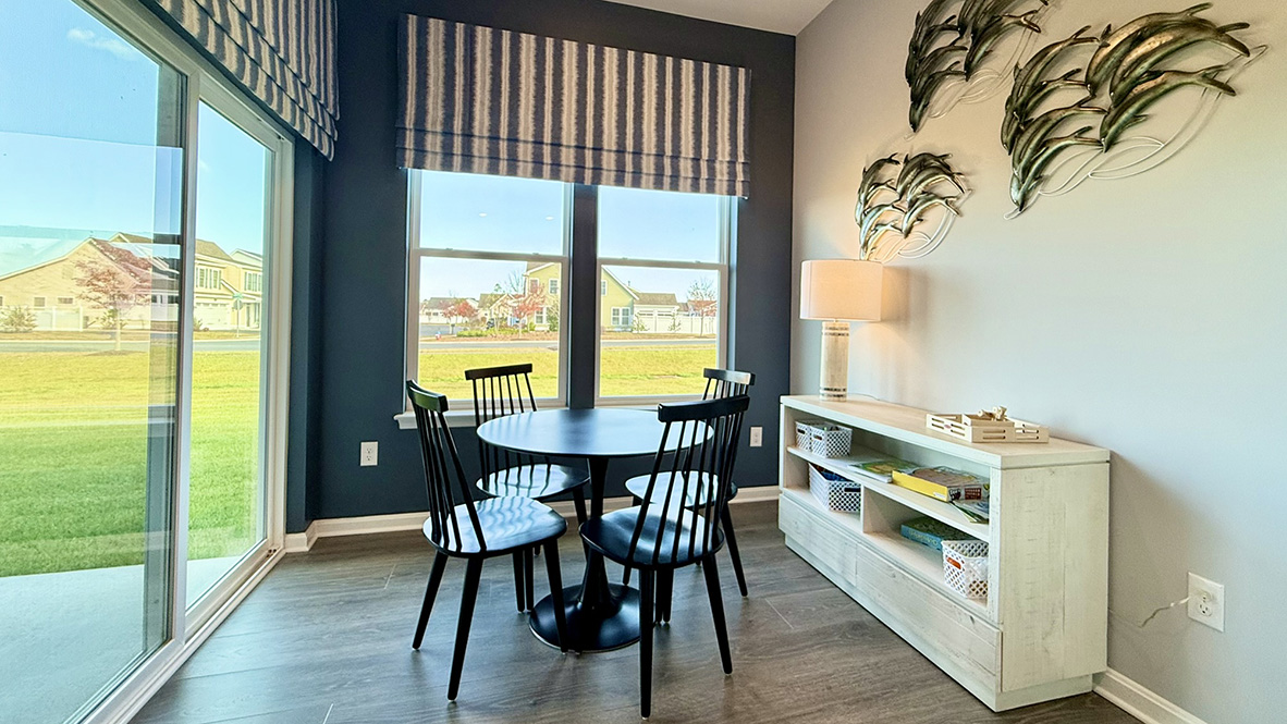 The kitchen is open to the breakfast nook.