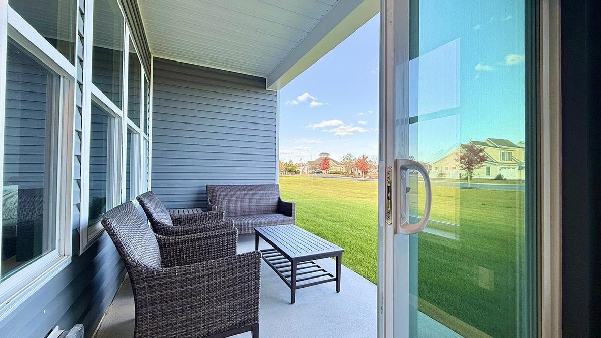 Enjoy the private covered porch in the back of the home.
