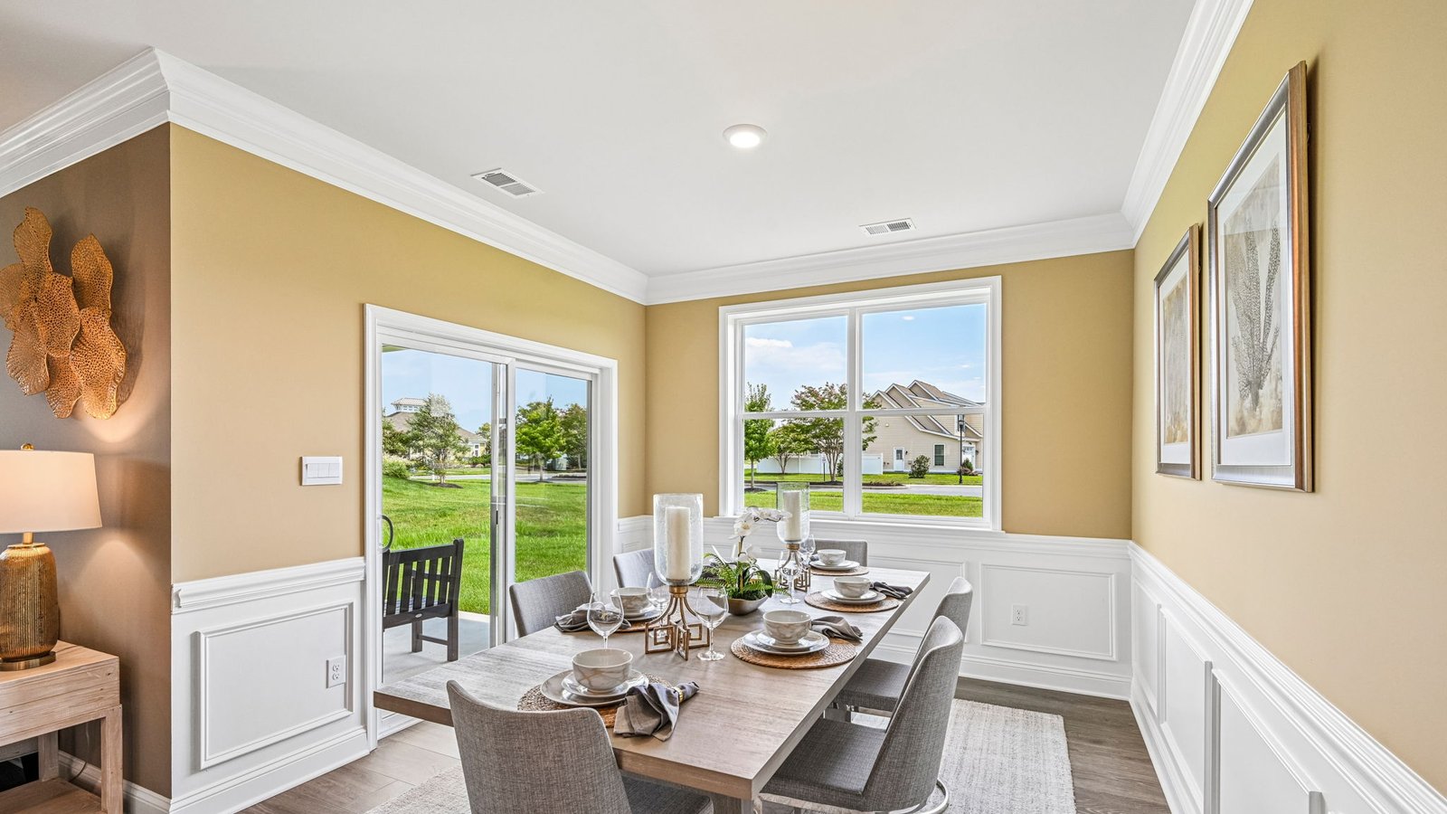 The dining area leads to the rear-covered patio.
