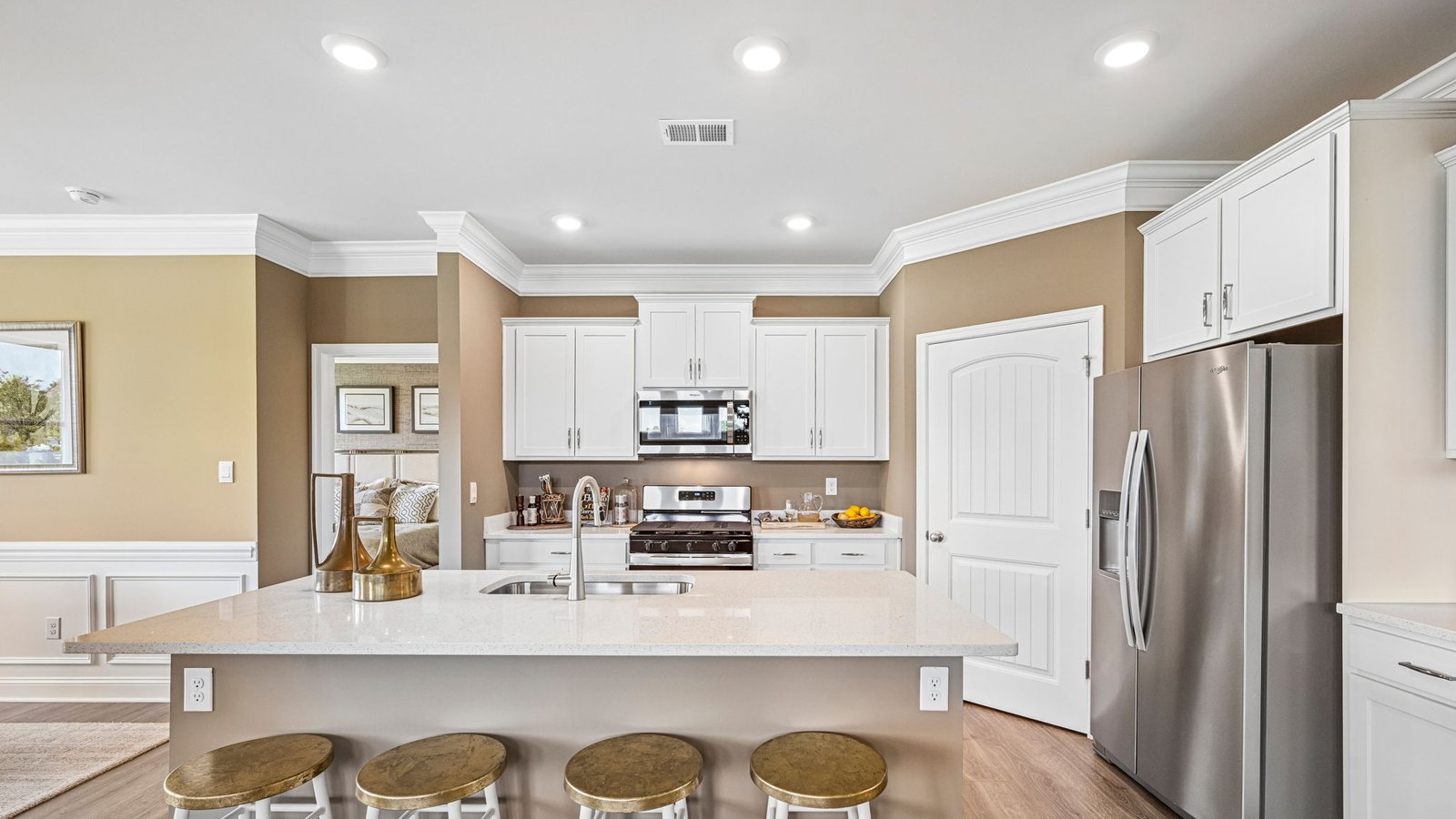 The kitchen offers upgraded countertops.
