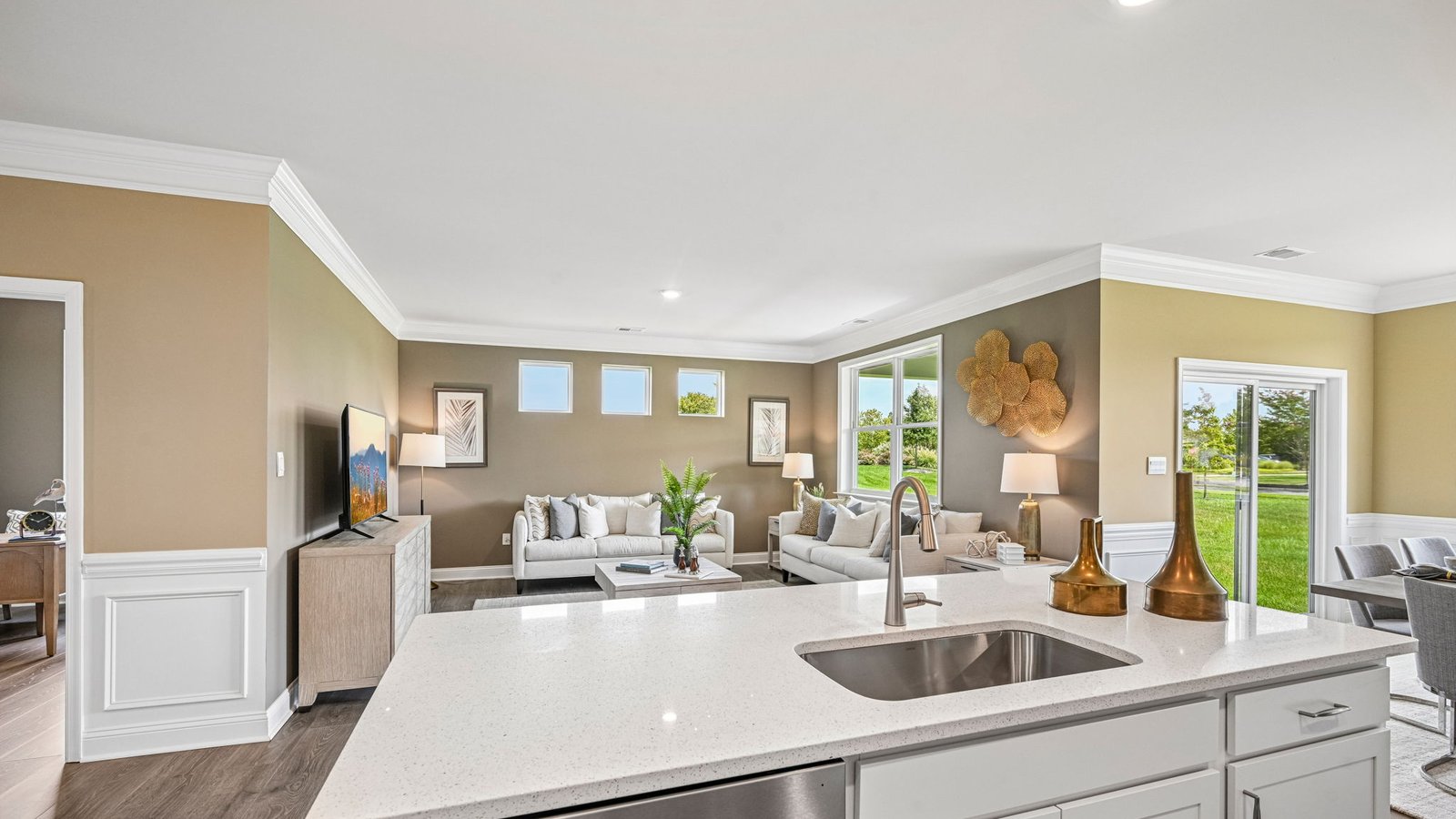 The kitchen offers upgraded countertops.
