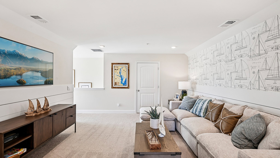 Upstairs, you will find a spacious loft.