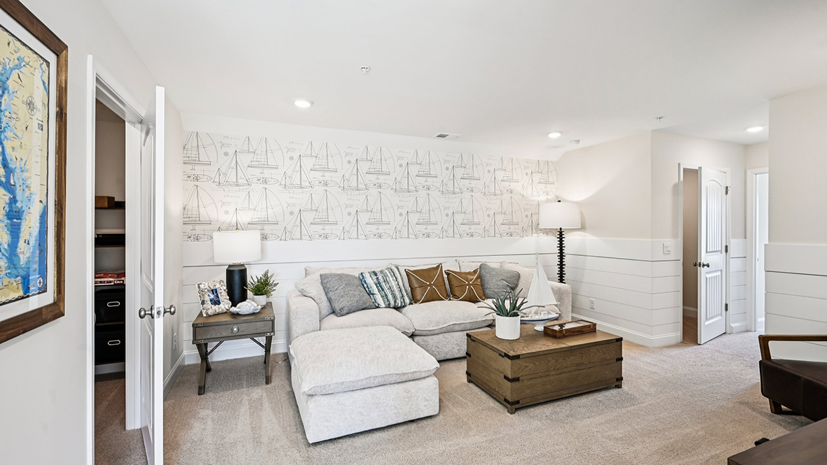 Upstairs, you will find a spacious loft.