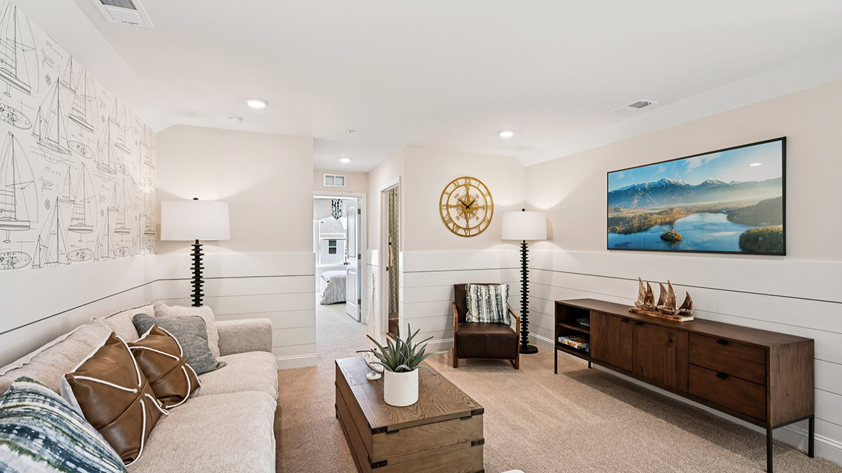 Upstairs, you will find a spacious loft.