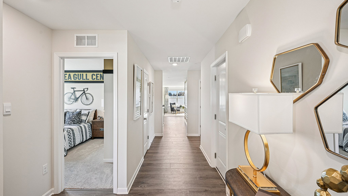 As you enter the home, there is a long hallway.