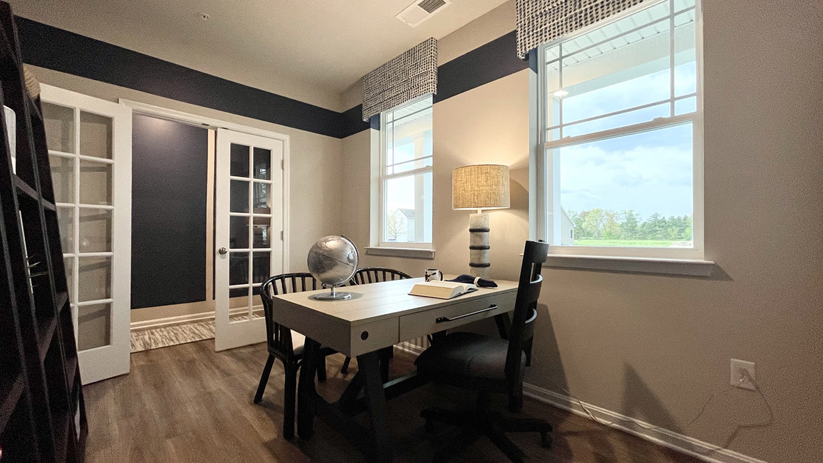 The additional flex room provides the perfect space for a home office.