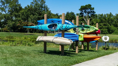 Millville by the Sea kayaks for owners use on the many ponds.