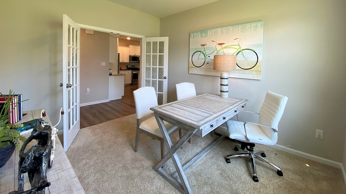 The inviting flex room is a versatile space.