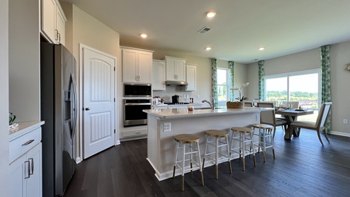 The large kitchen island has room for seating.