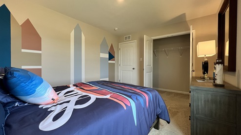 The secondary bedroom has a large closet.
