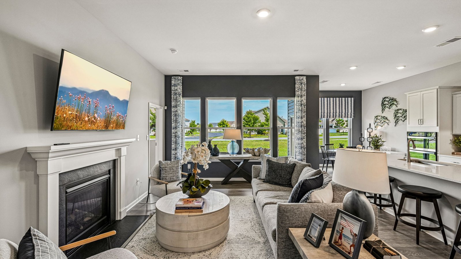 The great room with an optional gas fireplace makes it easy to spend time with friends and family.