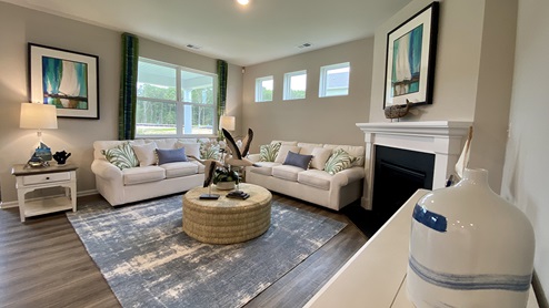 The living area has an optional gas fireplace.