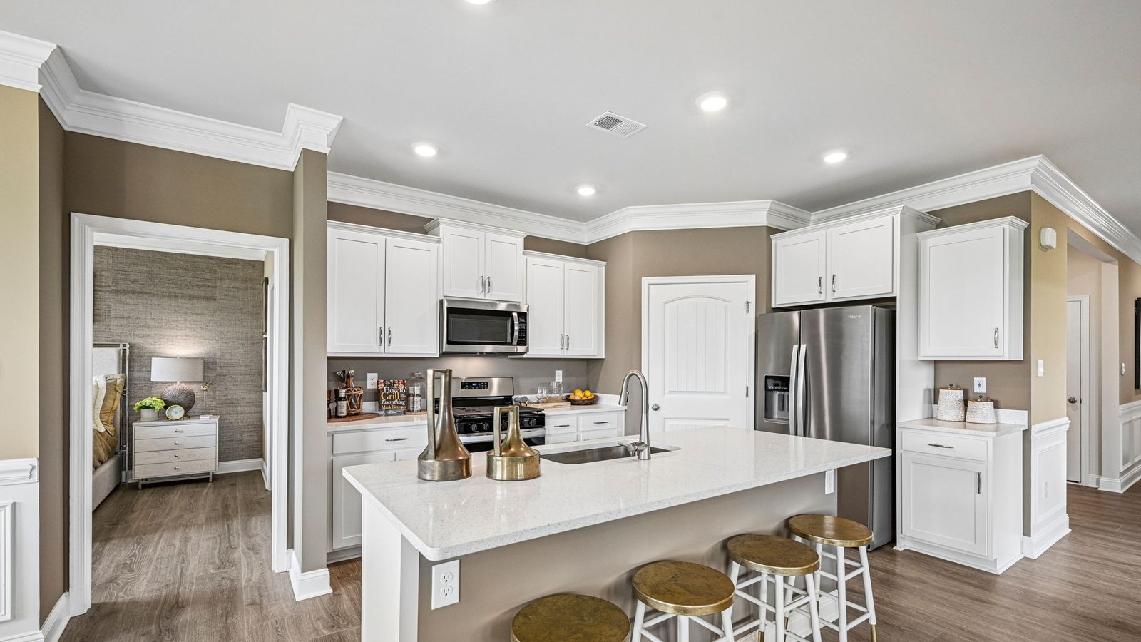 The kitchen offers upgraded countertops.