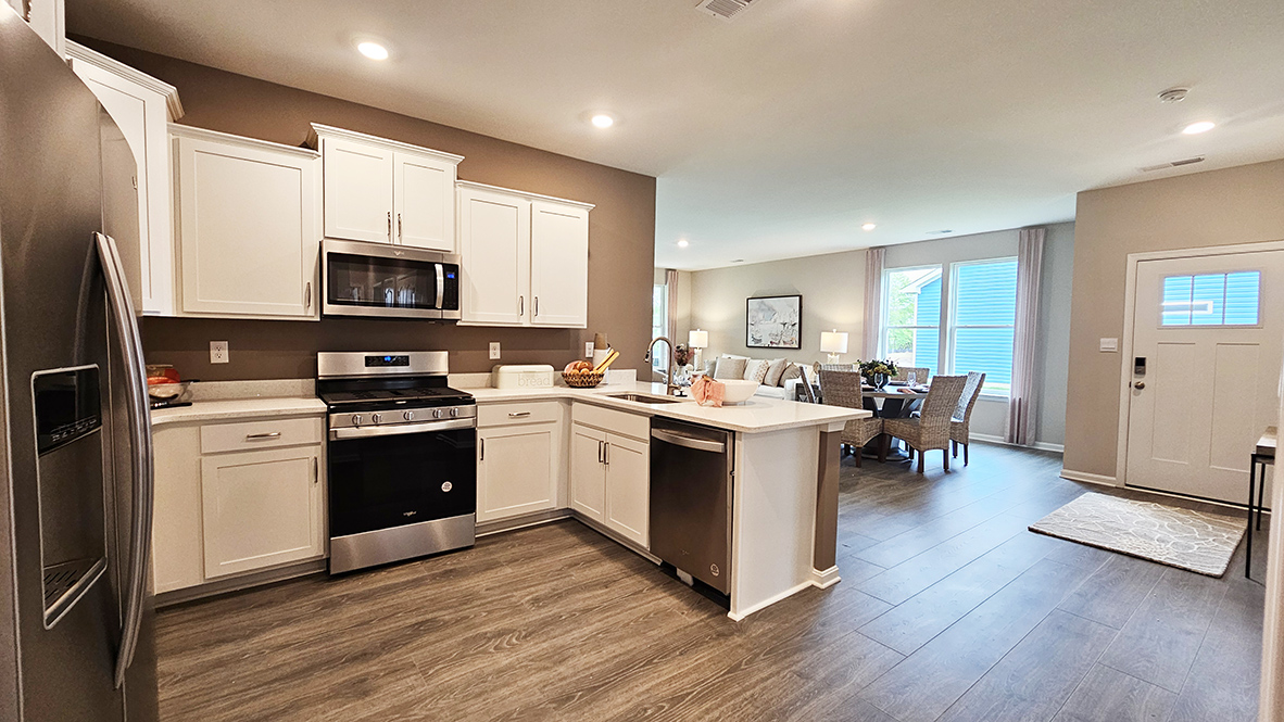 The functional kitchen has well-appointed cabinetry.