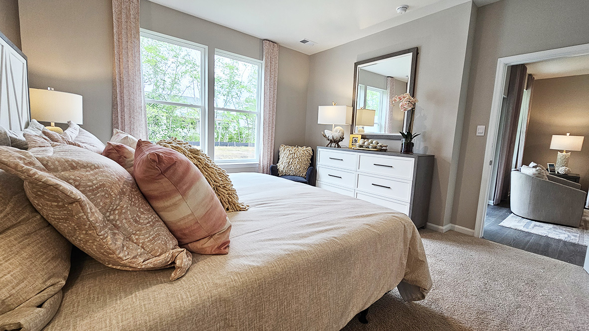 The private main suite is tucked in the back of the home.