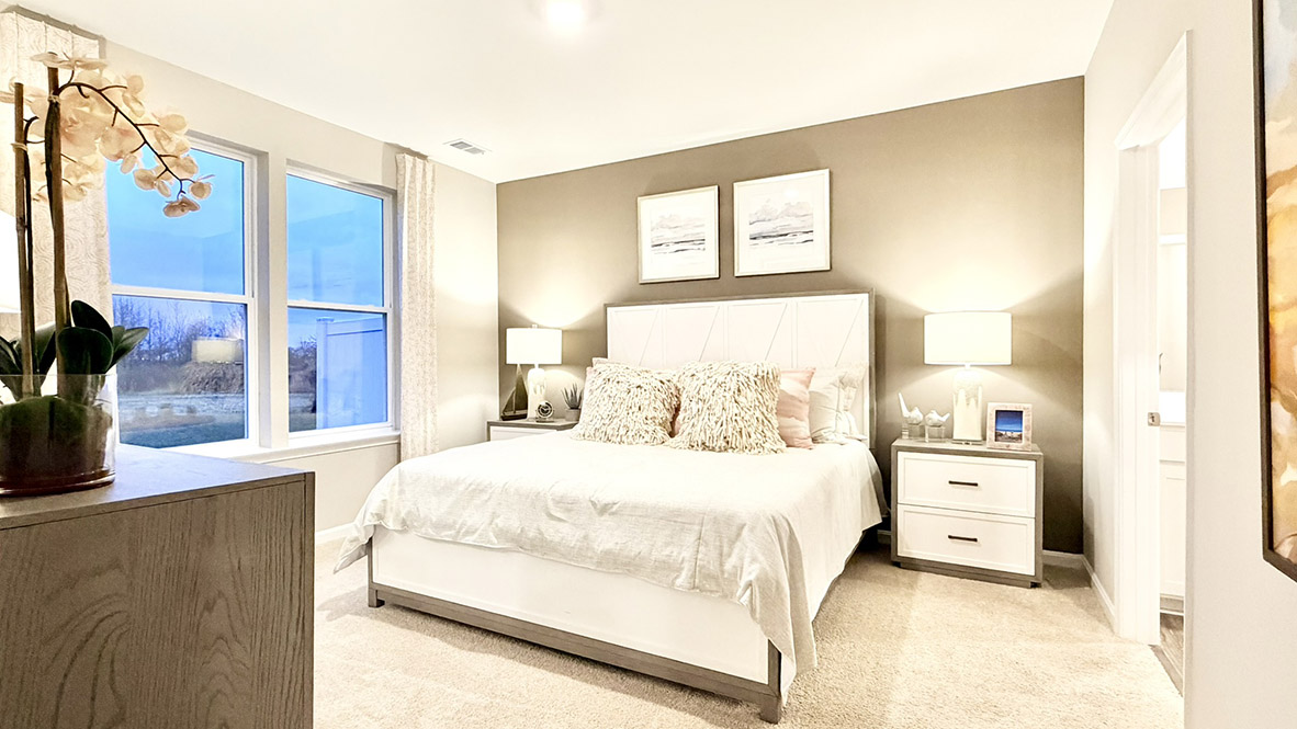 The private main suite is tucked in the back of the home.