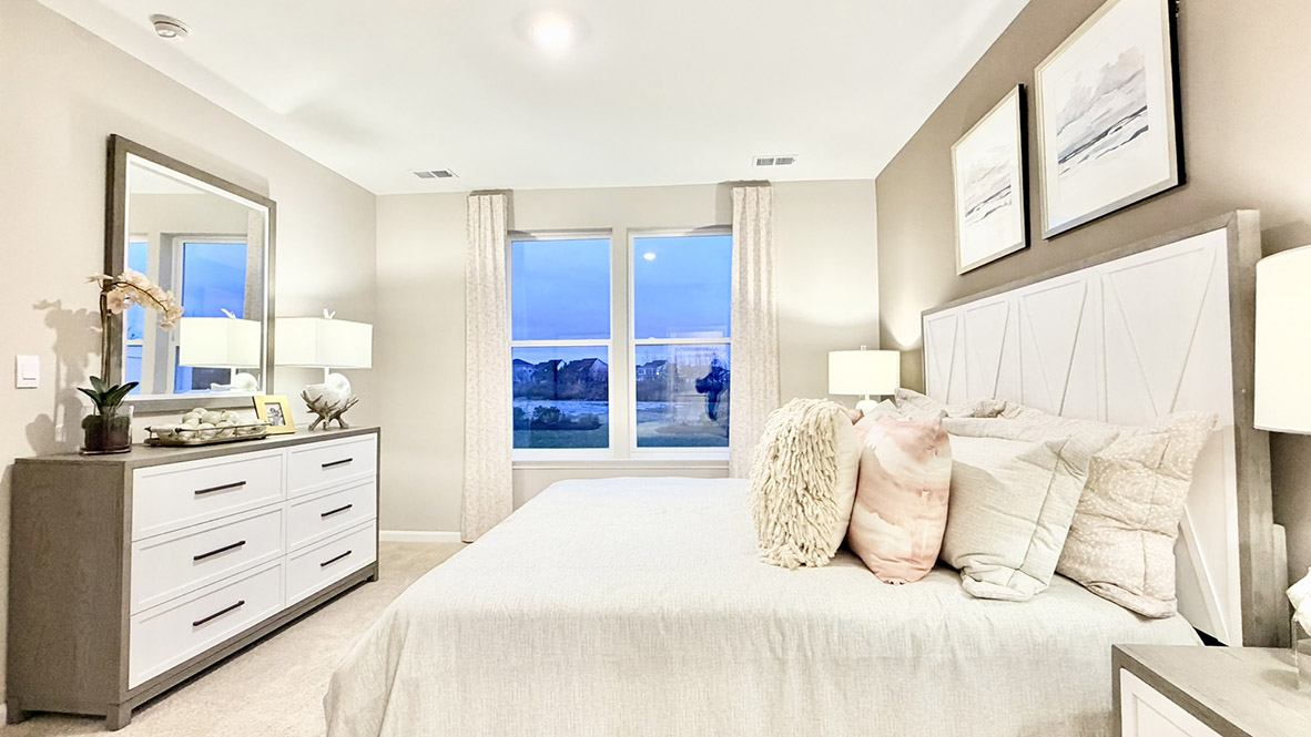 The private main suite is tucked in the back of the home.