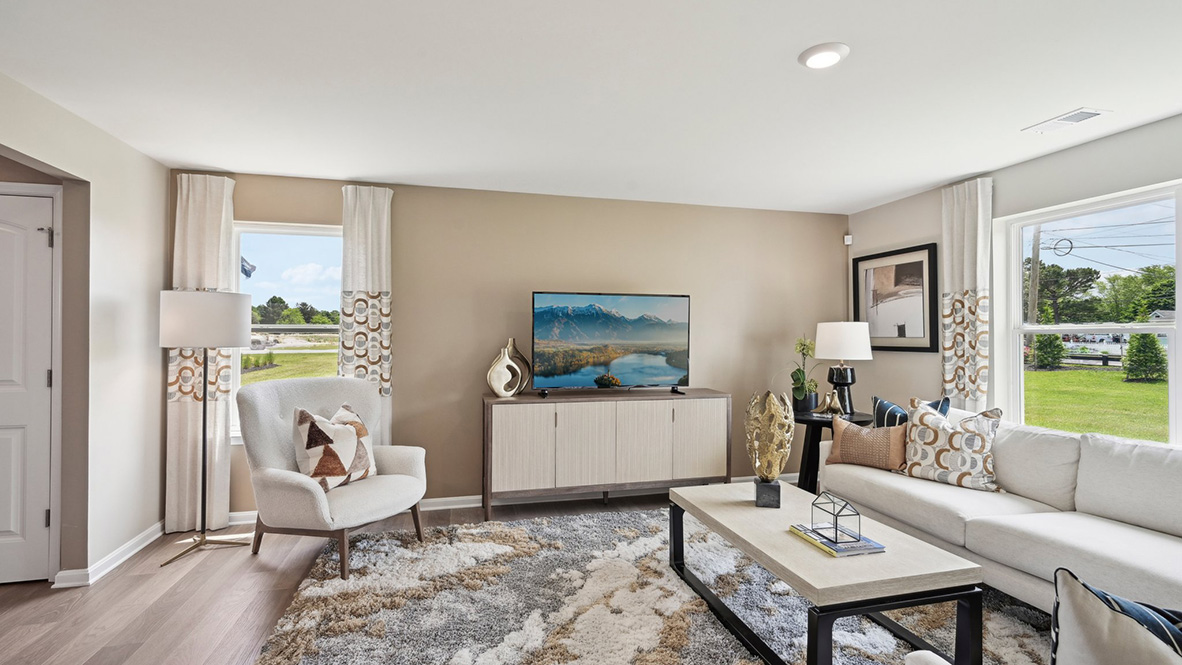 The open floorplan allows you and your loved ones to spend quality time together while in the living room.