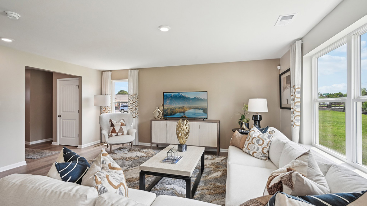 The open floorplan allows you and your loved ones to spend quality time together while in the living room.