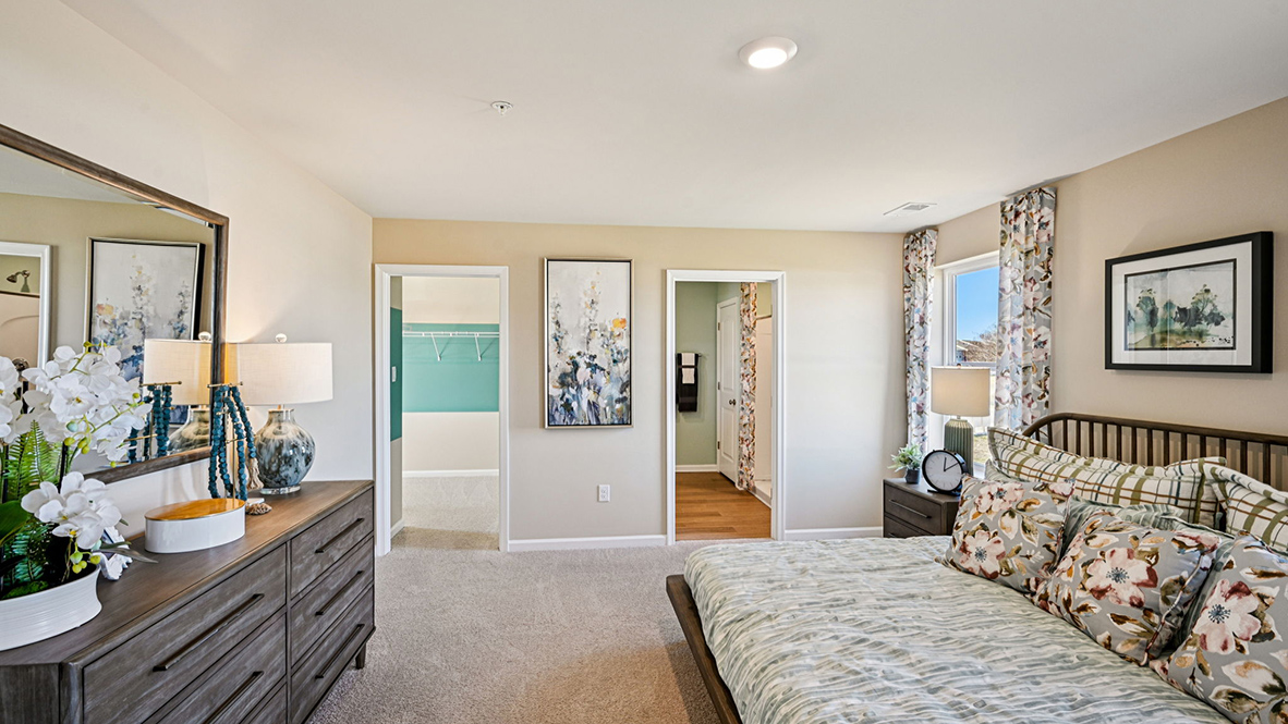 The primary bedroom has plenty of room for all your furniture.