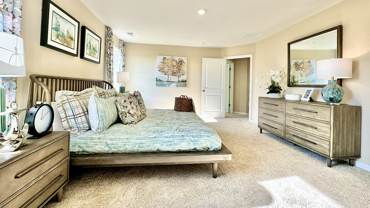 The primary bedroom has plenty of room for all your furniture.