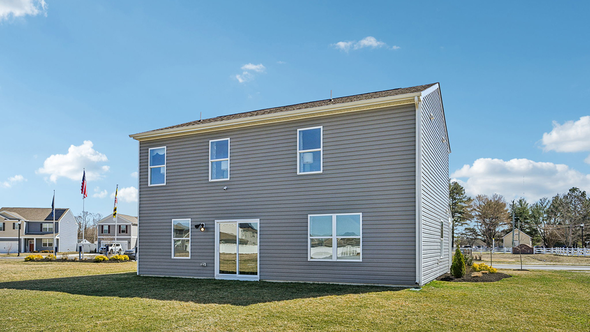 The rear of the home showing the sliding glass doors.