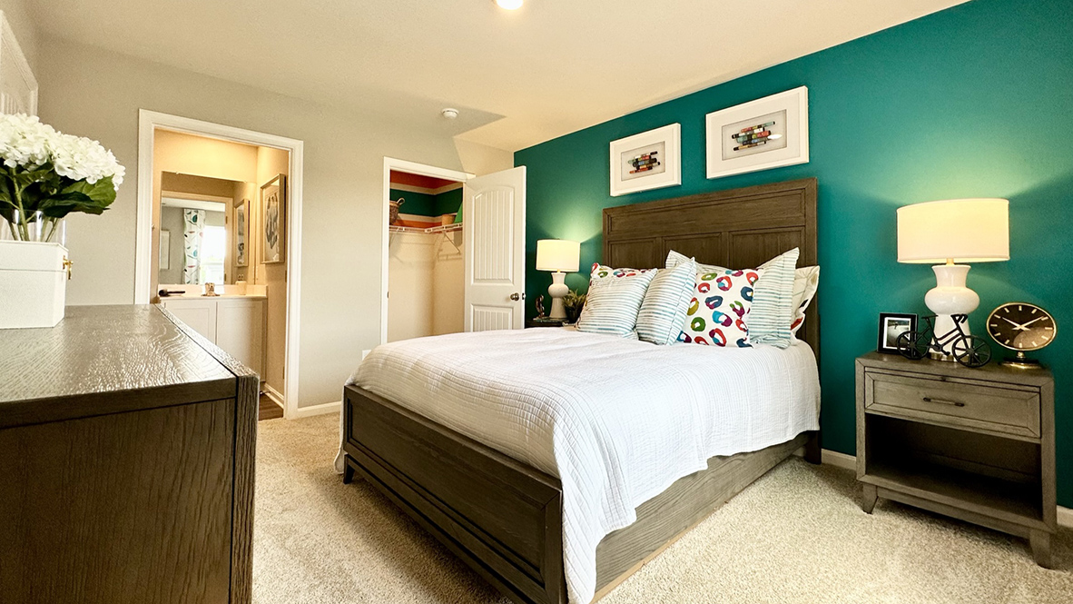 Upstairs, the owner's suite is a quiet retreat.