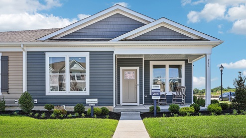 Eden Hill Brandywine model home with blue siding.