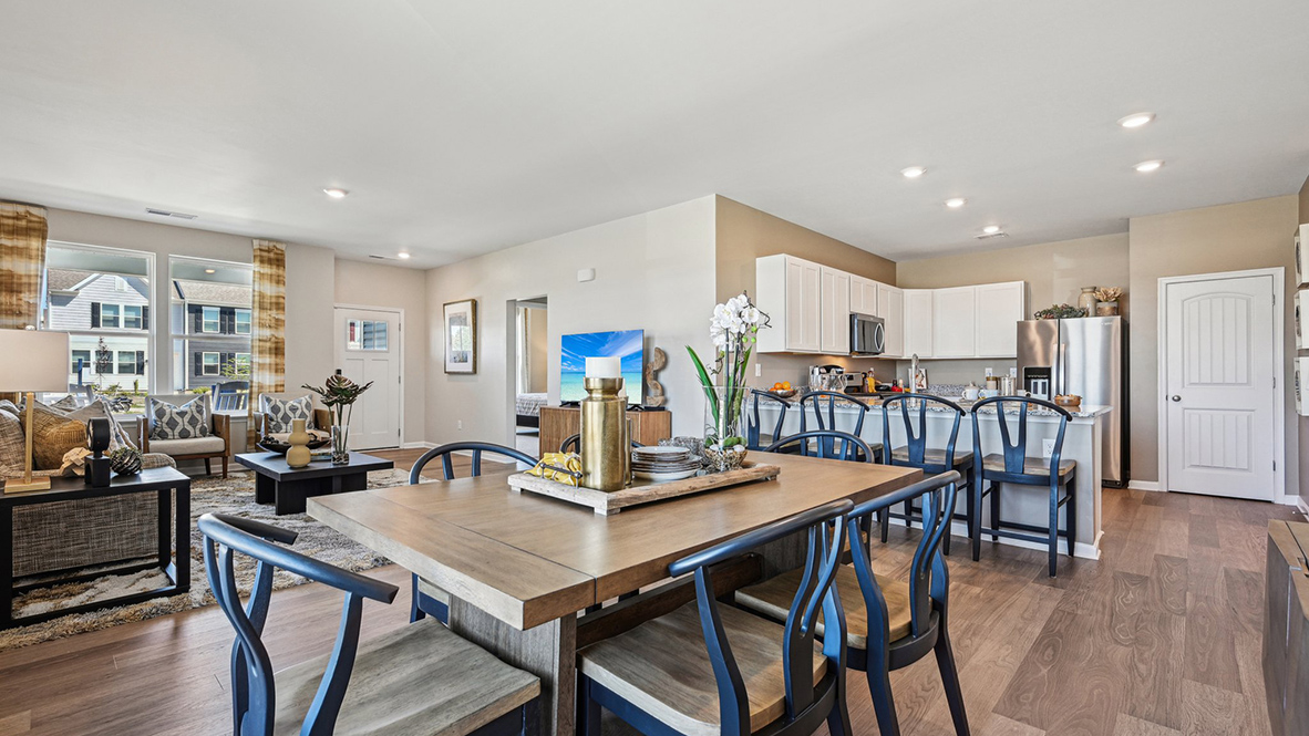 The expansive great room flows seamlessly into the kitchen.