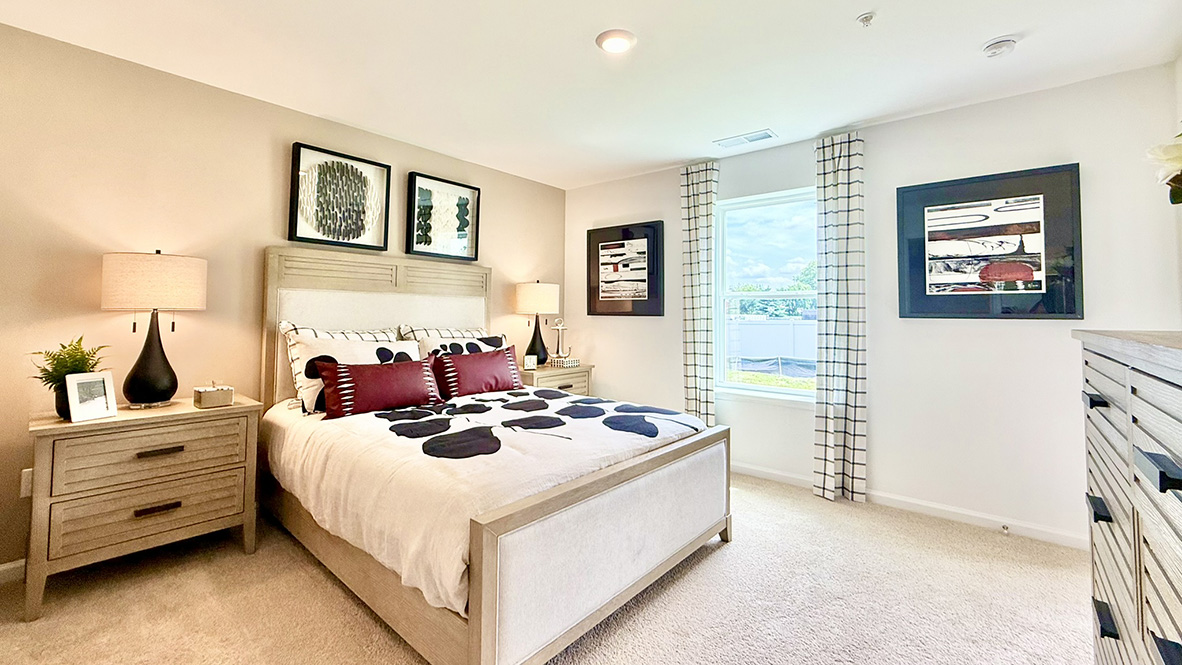Set quietly at the back of the home, the large main bedroom serves as a peaceful retreat.