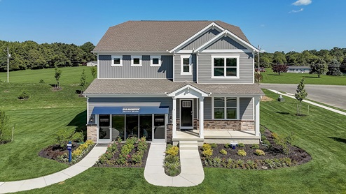 Barksdale Crossing Hamphire model exterior with gray siding.