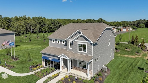 Barksdale Crossing Hamphire model exterior with gray siding.