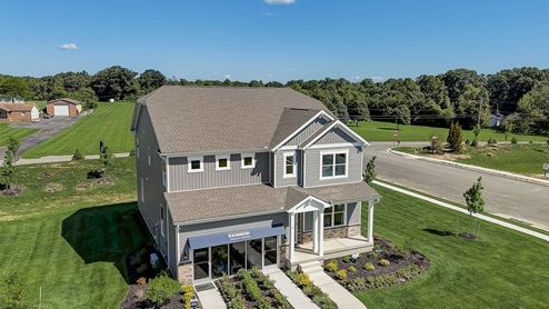 Barksdale Crossing Hamphire model exterior with gray siding.