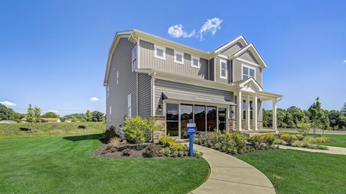 Barksdale Crossing Hamphire model exterior with gray siding.