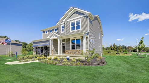 Barksdale Crossing Hamphire model exterior with gray siding.