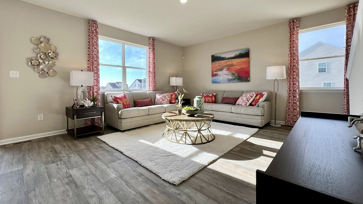 The Galen home has an open-concept living, dining and kitchen.