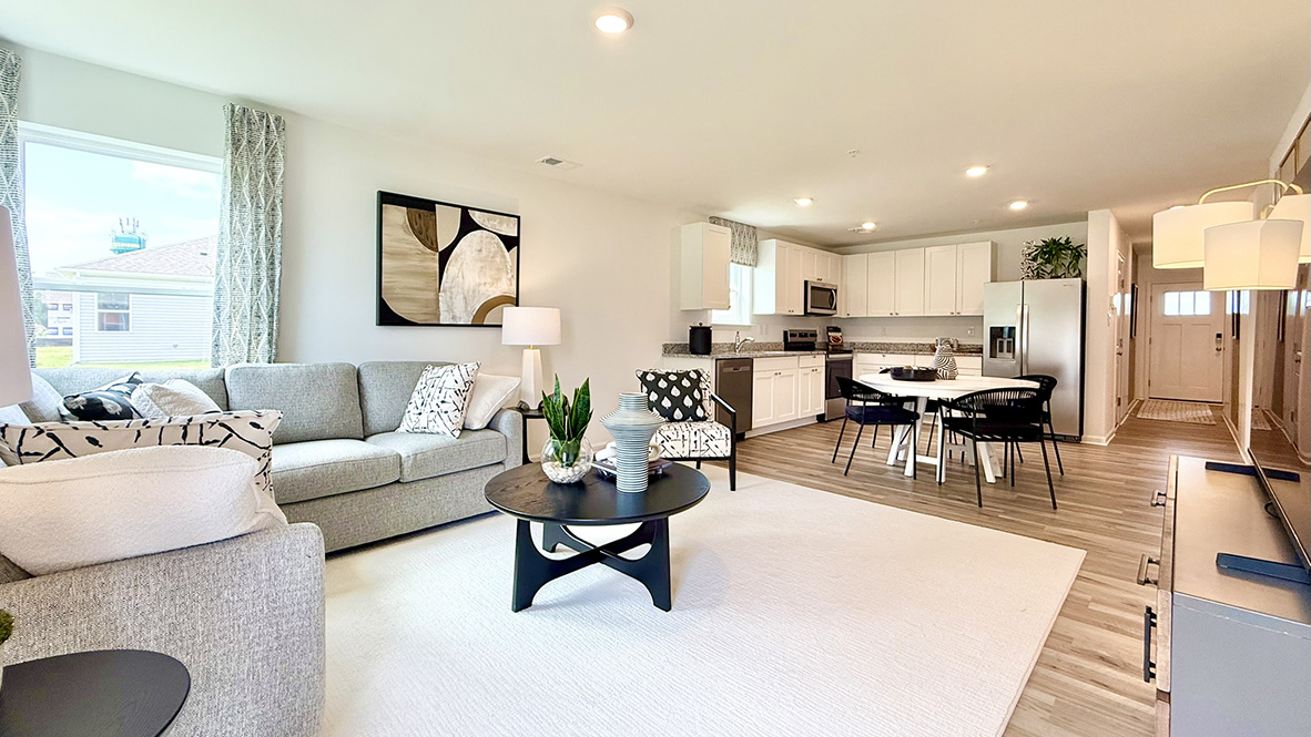 The great room is a bright, welcoming space ideal for gatherings or relaxing evenings.