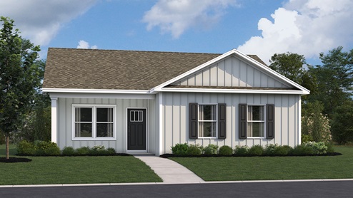 A rendering of the Curtis home with white siding.