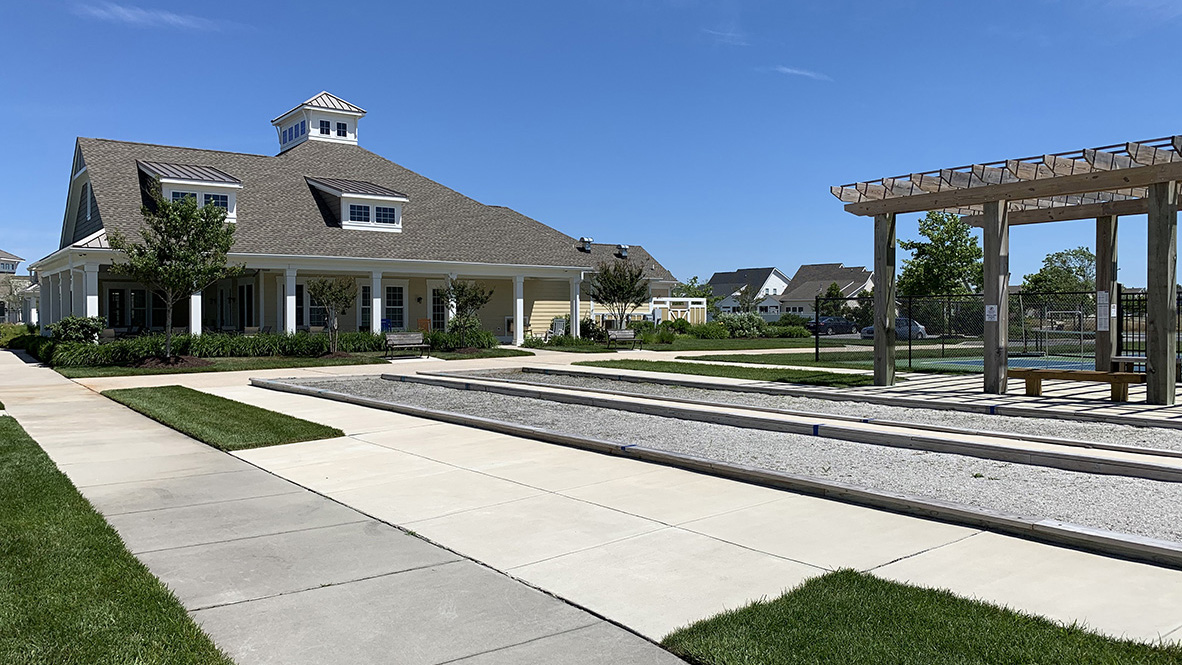 There are bocce ball courts located at the lifestyle center.