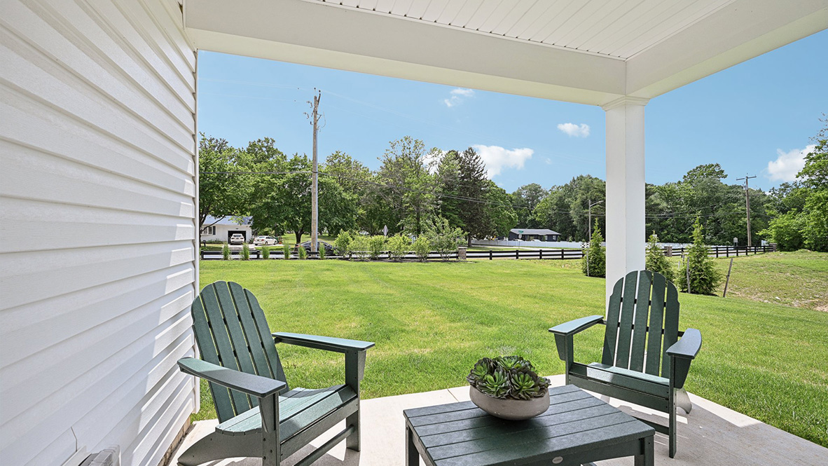 A covered patio is off the dining area.