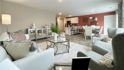 The kitchen overlooks the spacious great room allowing plenty of space for family and friends to gather.