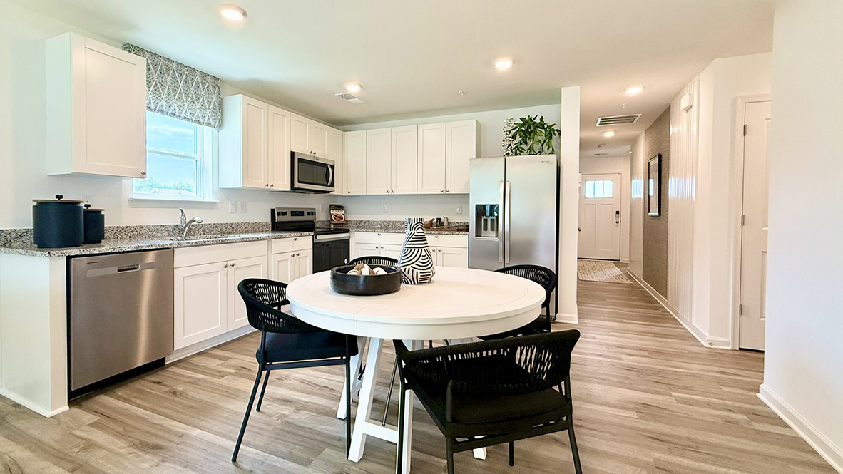 The open-concept kitchen is perfect for casual meals or entertaining.